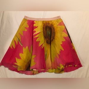 GapKids fucia skirt with sunflowers & pink satin lining, XXL (kids 14-16)